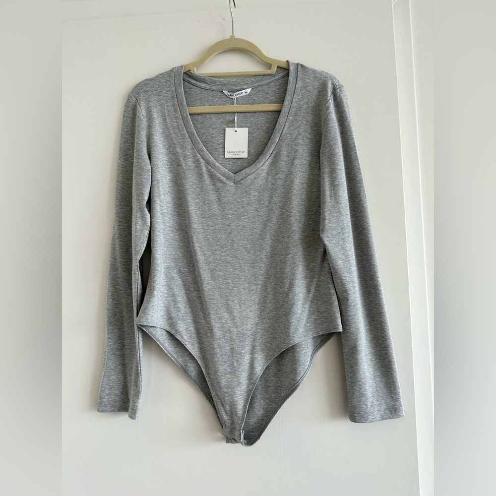 MANGOPOP Deep V Neck Snap Bodysuit NWT Size XL